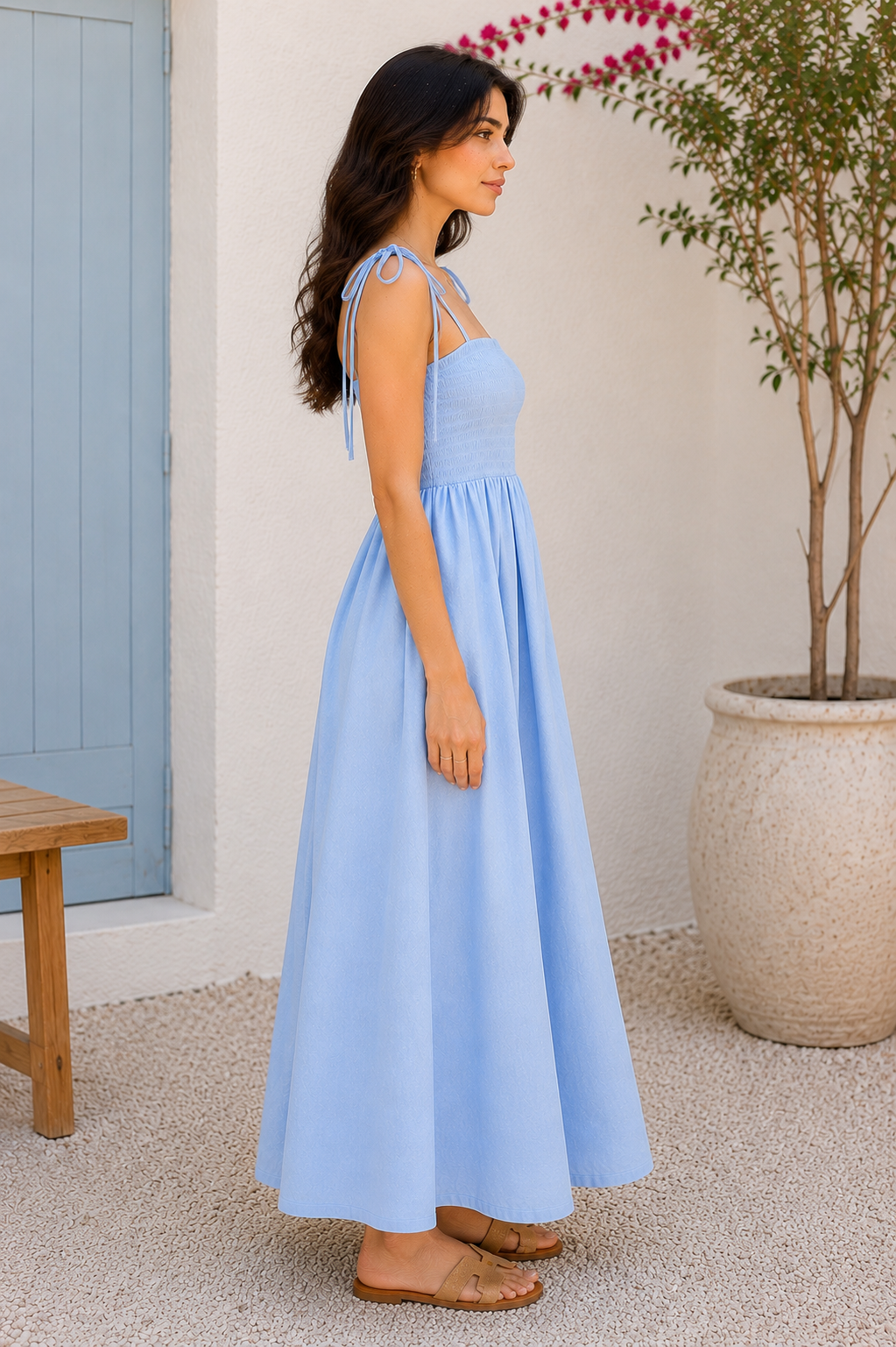 Summer Bloom Sky Blue Cotton
