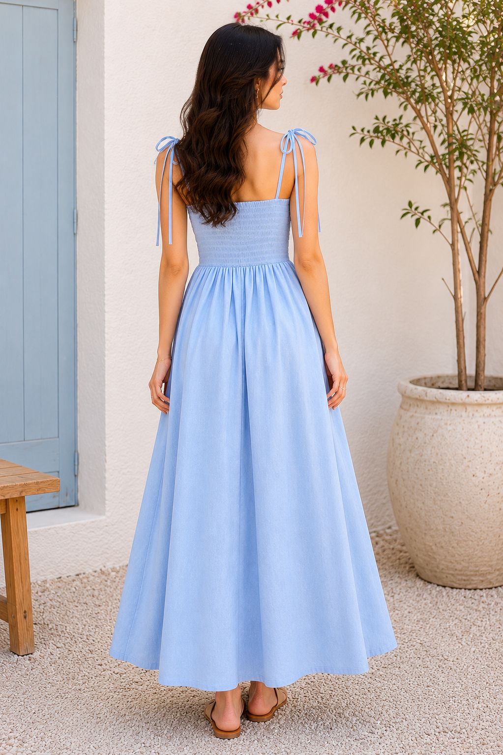 Summer Bloom Sky Blue Cotton