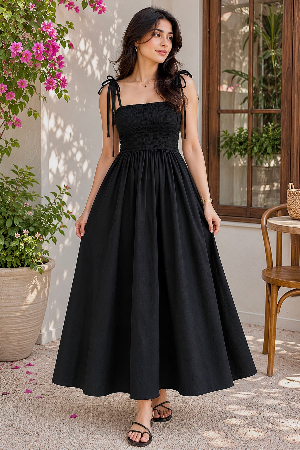 Summer Bloom Black Cotton
