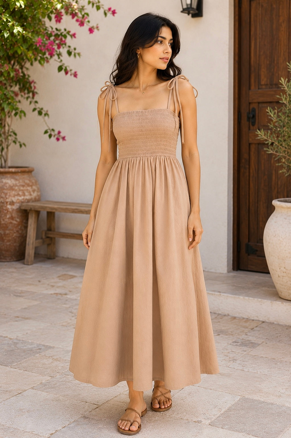 Summer Bloom Beige Cotton